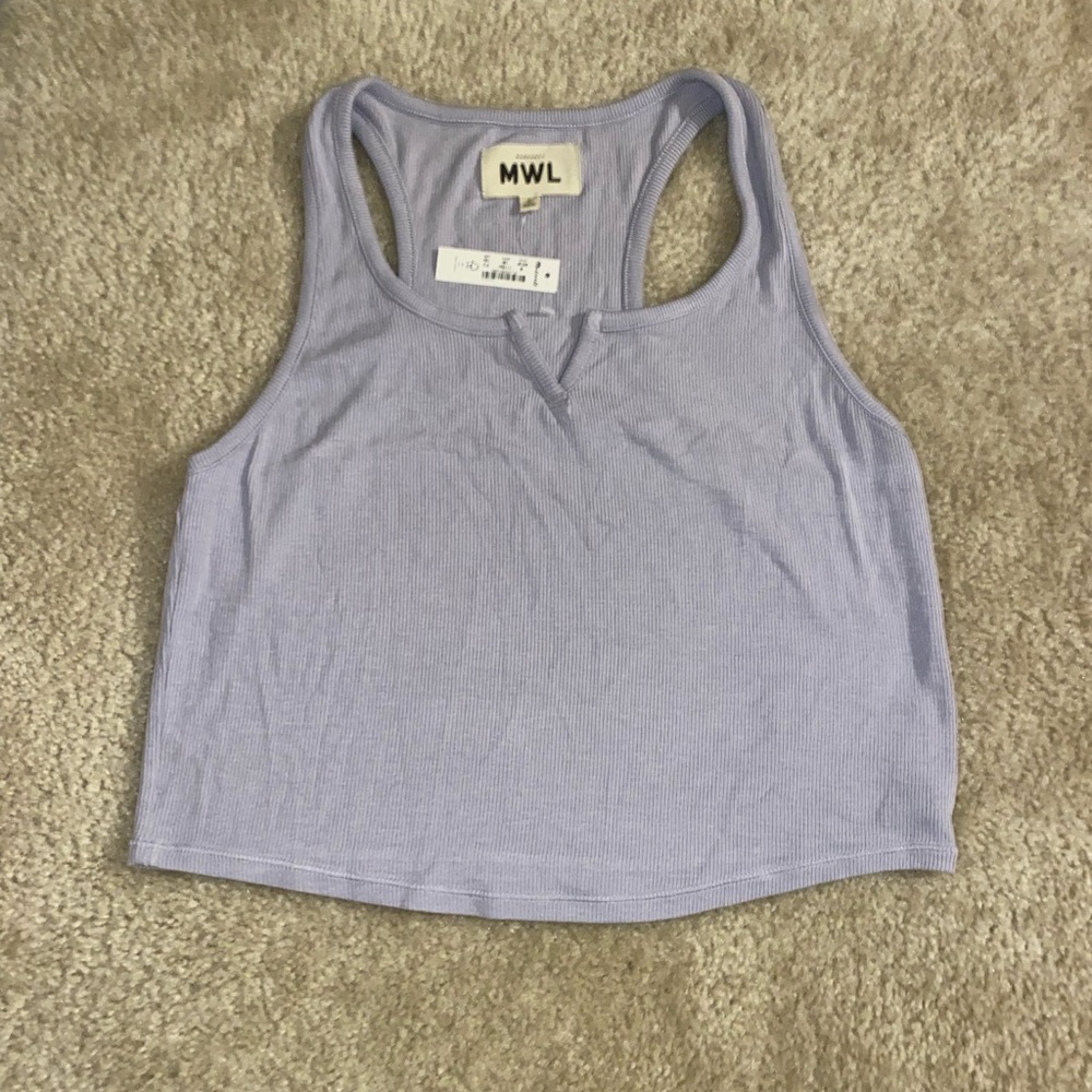 Madewell Lavender Purple Crop Notch Tank Size M